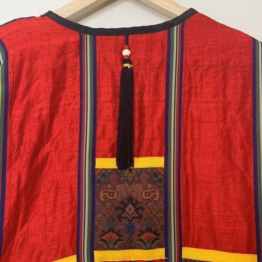 I Magnin Vintage Silk Embroidered Tapestry Tassel Beaded Patchwork Art Jacket L - Picture 15 of 17